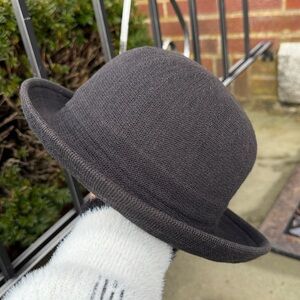 MALEES NEWPORT RHODE ISLAND BLACK LINEN CLOTH HAT COLLAPSIBLE S/M
